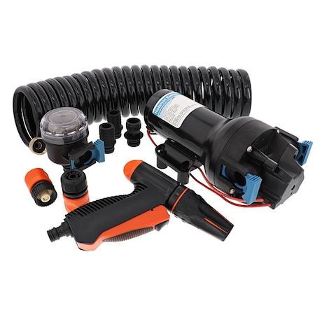 Superjock 25 ft. 12V - 6 GPM - 70 PSI HotShot HD4 Heavy Duty Washdown Pump with HoseCoil SU3448503